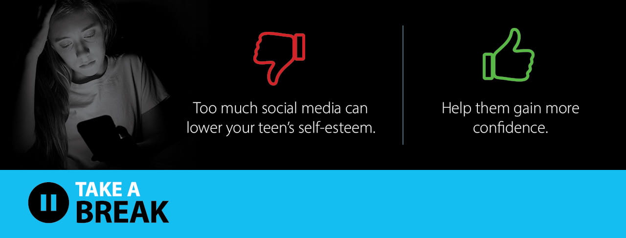 Red thumbs down symbol. Green connection symbol. Pause symbol saying TAKE A BREAK.