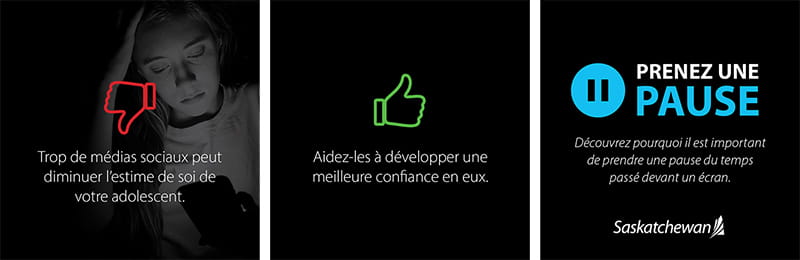 Symbole de pouce rouge négative, symbole de pouce vert positive, symbole de pause bleue.