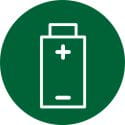 Circle with white battery icon
