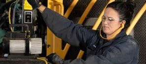 Heavy duty mechanic working at a machine