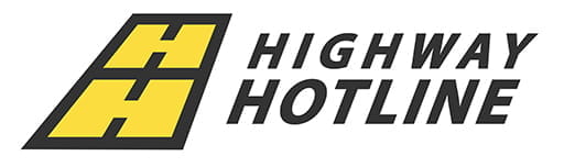 Highway Hotline logo which is a pair of yellow Hs outlined in black on top of each other with the words Highway Hotline in black near it.