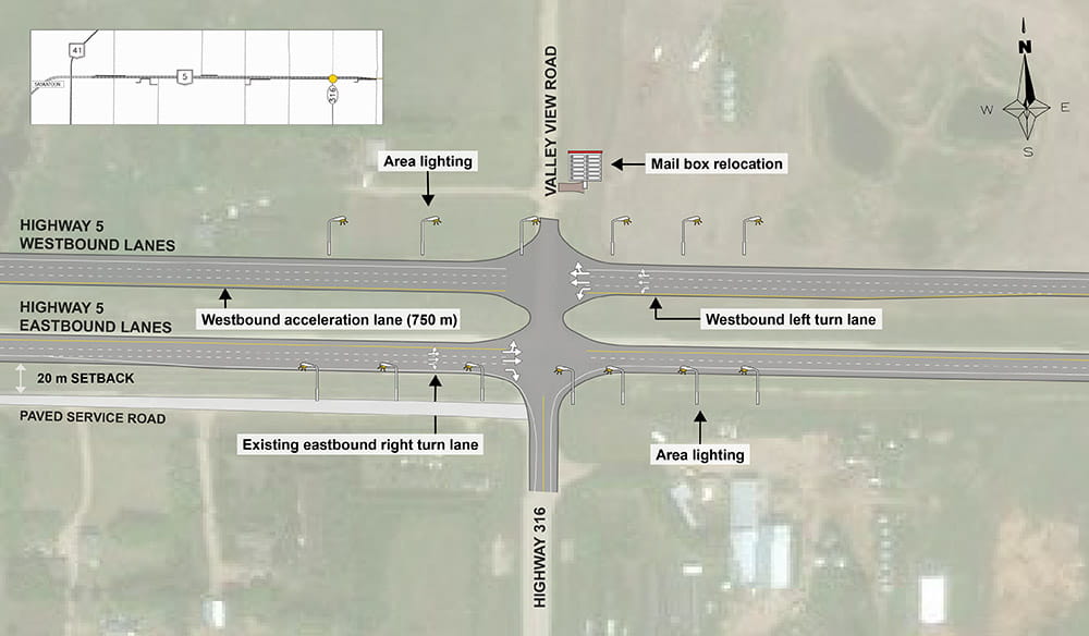 The design for the junction of Highway 5 and Highway 316