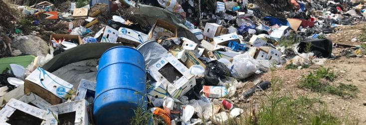 Photo showing illegal dumping of trash items