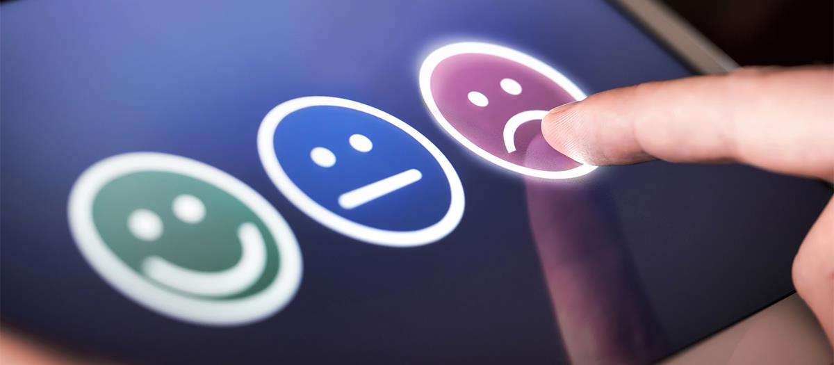 Mood selector with smiley faces