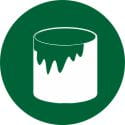 Circle with white paint can icon