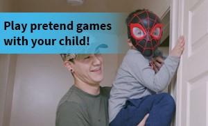 Father and child in mask