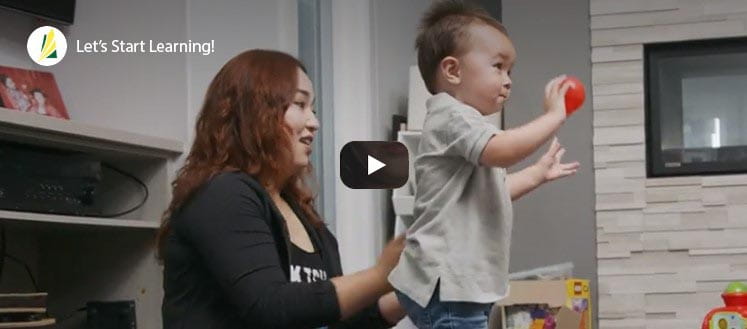 Mother and son playing