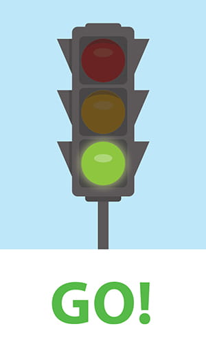 Streetlight with the green light lit.