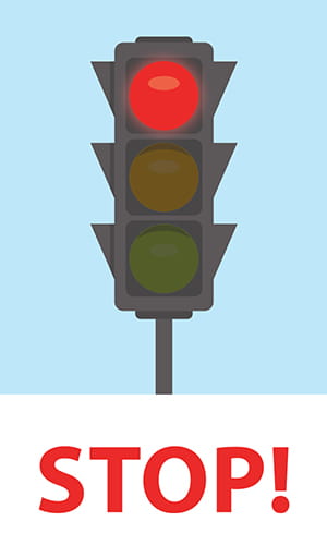 Streetlight with the red light lit.