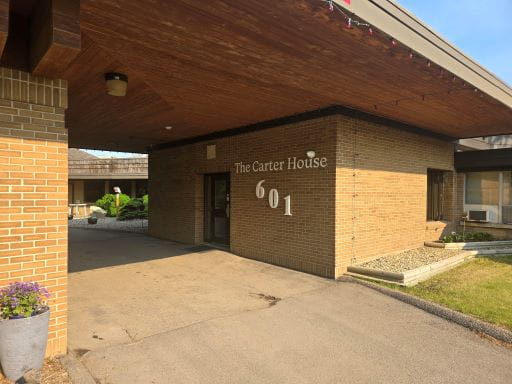 Front door and partial view of The Carter House building in Saskatoon where 17 new inpatient addictions treatment spaces are now operational.