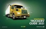 Semi truck on a green background with the words Truckers' Guide 2019 on it.