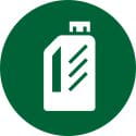 Circle with white used oil container icon