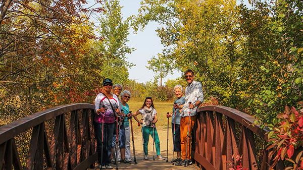 A photo taken during one of Vitalité55+ Nordic walking activities in fall 2020.