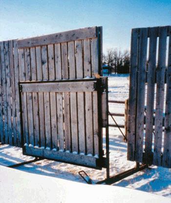 Eight foot wing extension on a hinge at the end of the windbreak for opening and tying to the next portable windbreak